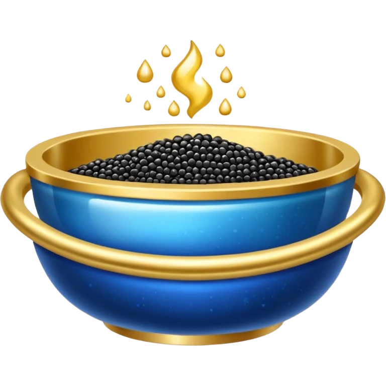 Cuenco azul y dorado con caviar emoji