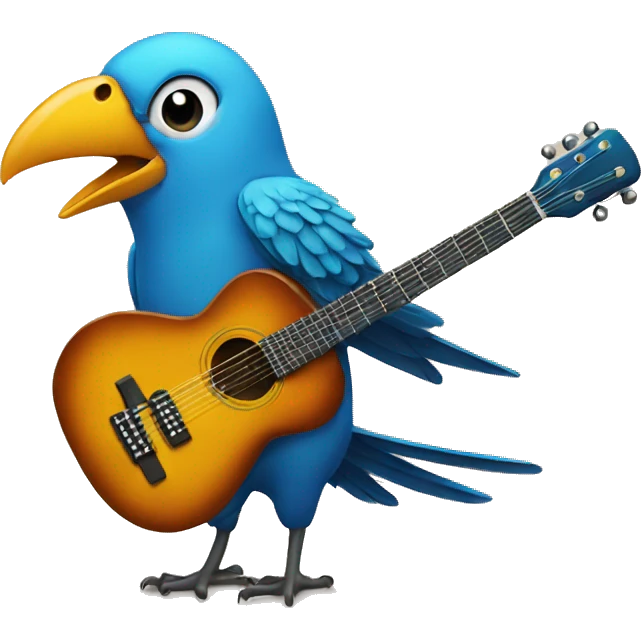 Bird playing guitar emoji