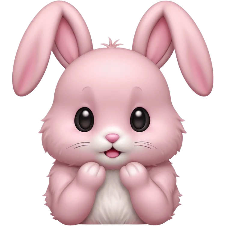 Pastel pink bunny, kawaii fluffy ears and body pretending to be shocked  emoji
