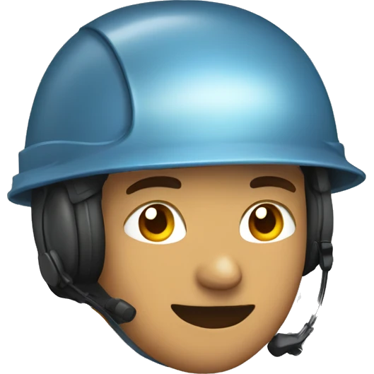 Youngman wearing , helmet safety and earplug emoji