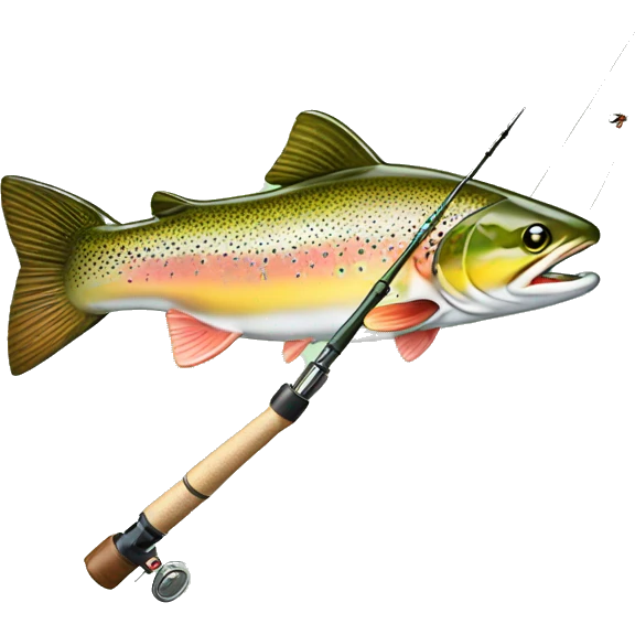 Trout with a fly fishing rod emoji