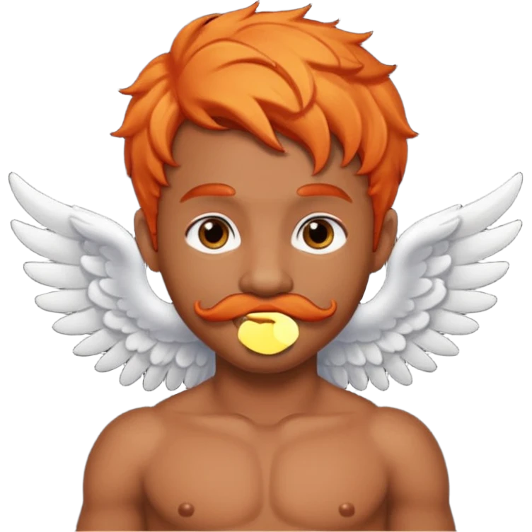 Black cupid with orange hair and mustache emoji