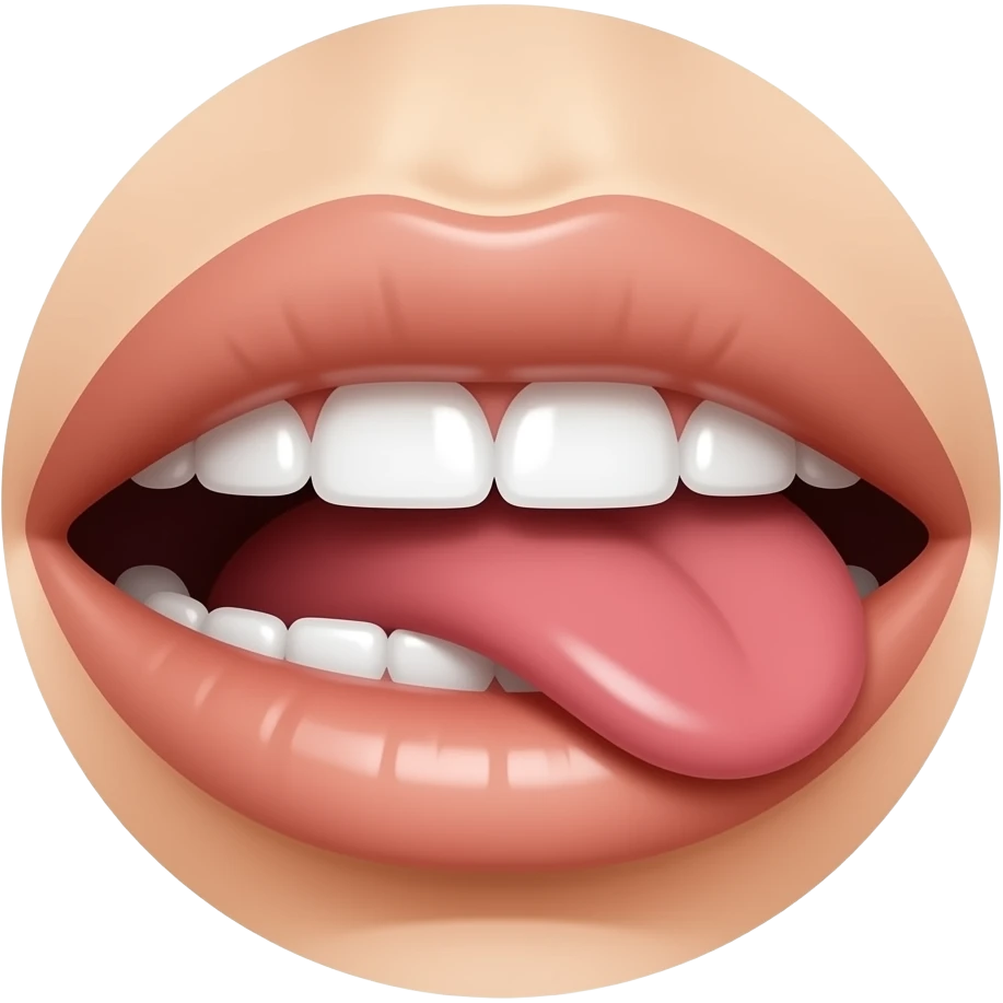 someone biting their top lip with their bottom teeth and there's a clear strain on the lip emoji