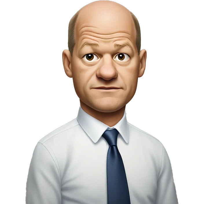 photorealistic Olaf Scholz shrugs guiltily emoji