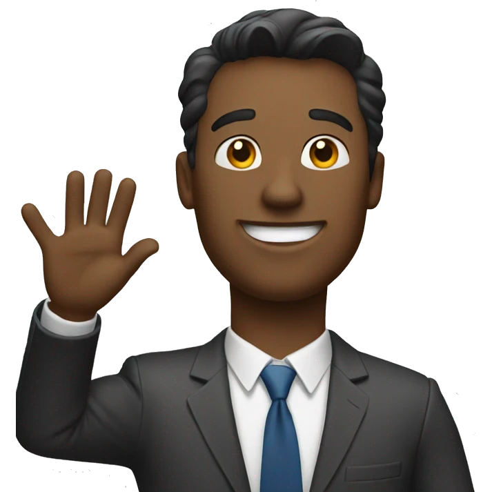 A guy in his 20ties waving his hand emoji