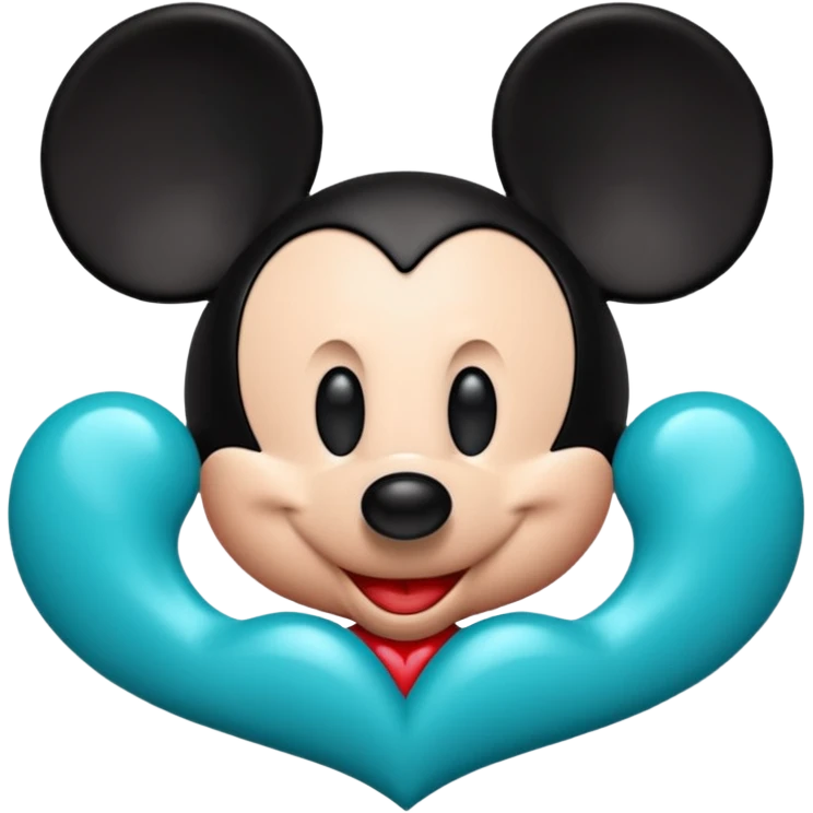 Mickey with a teal blue heart  emoji