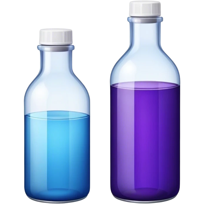 Purple bottle with a white lid and a blue bottle emoji