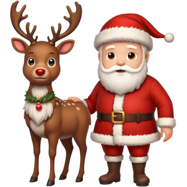 cute reindeer with santa emoji
