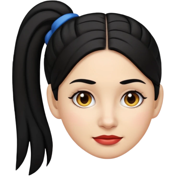 30-year-old Puerto Rican woman with white skin, black hair in ponytail, emoji style emoji