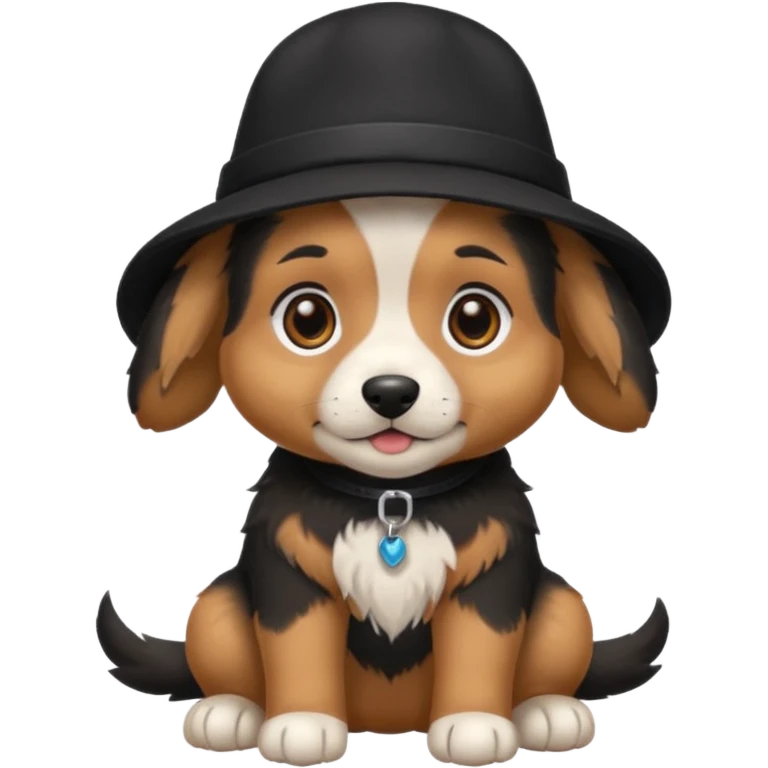 Baby dog with a black hat emoji