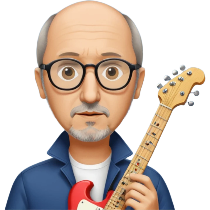 Pete Townshend close-up, intense focus, guitar details emoji