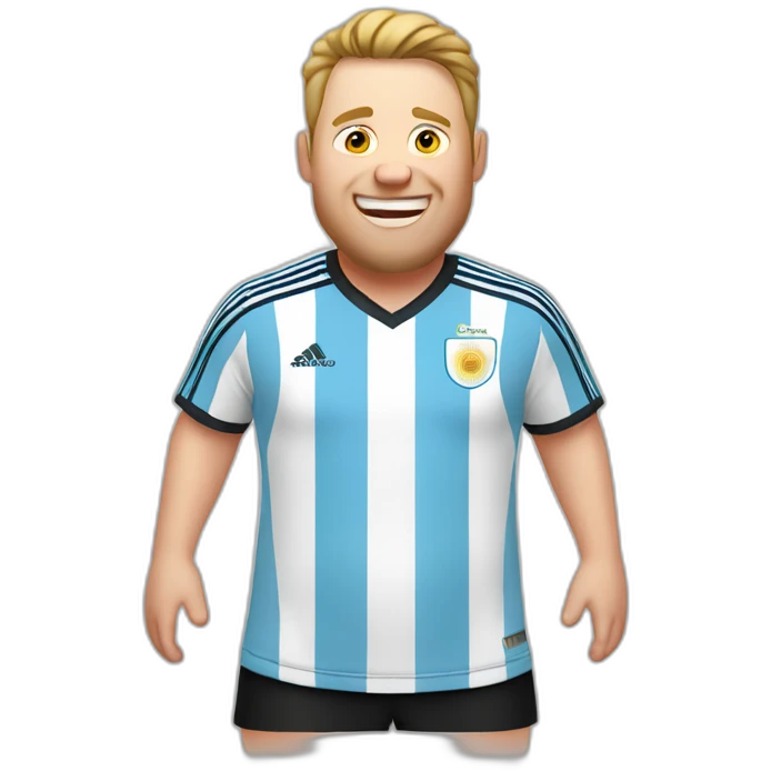 white man. Obese. argentina soccer uniform. laughing crying  emoji