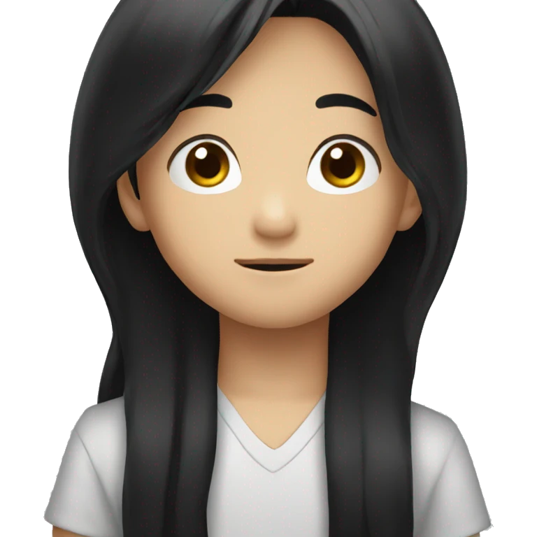 asian long black hair boy emoji