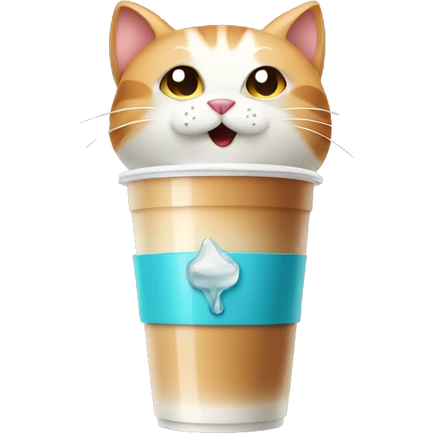Cat drinking ice coffee emoji
