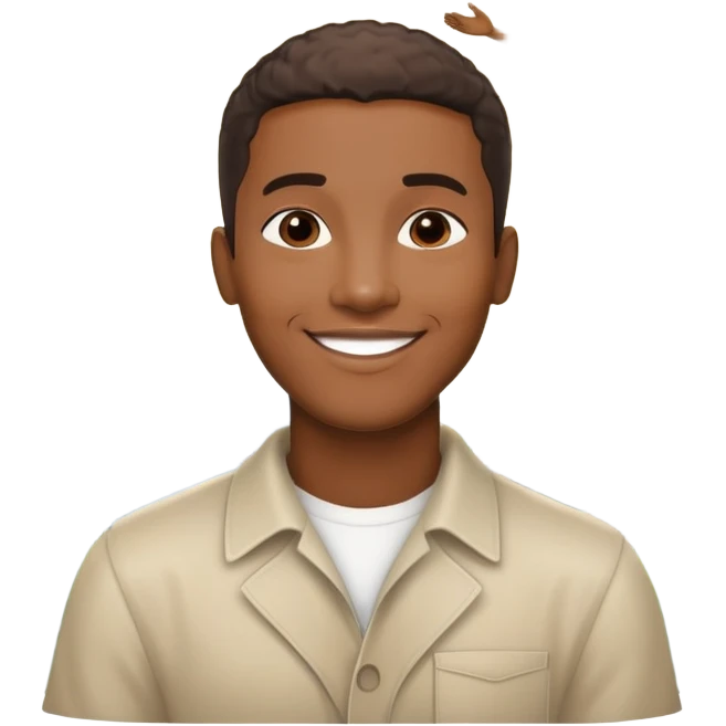 smiling black man with big teeth, standard male haircut, oval face, with Christ the Redeemer statue in the background, Rio de Janeiro, no glasses emoji