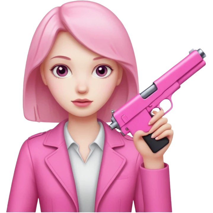 Holding a pink gun emoji