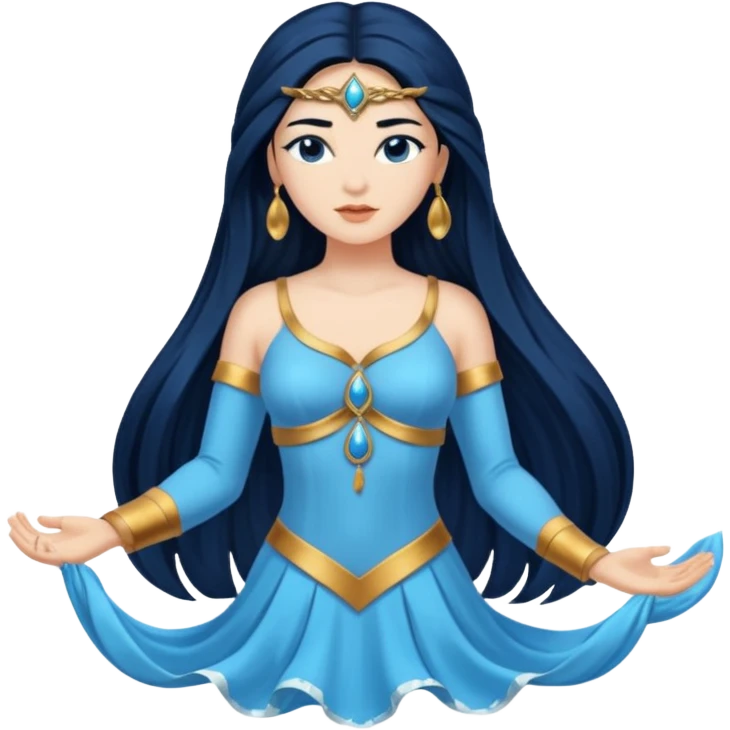 Salacia, Salt Water Goddess from Rome Mythology with long black hair, blue outfit emoji