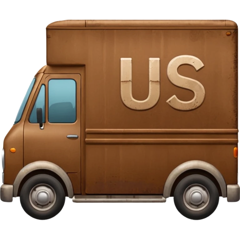 Brown delivery truck with the letters u p s on the side emoji