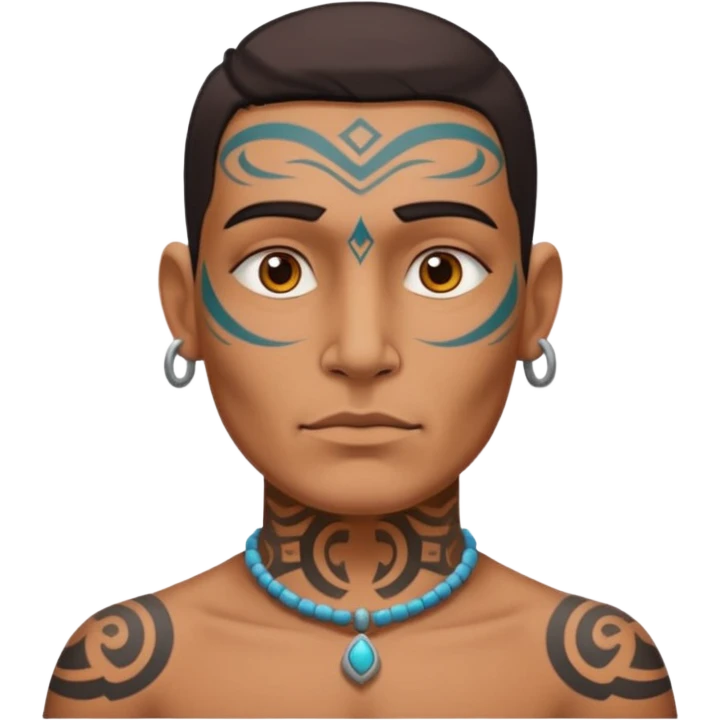 ancient incadian with tatooed on neck and face emoji