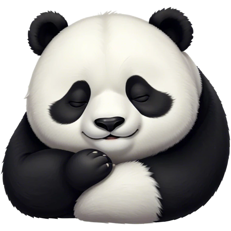 Meme-Worthy Cute Sleeping Panda Portrait Emoji, Head resting peacefully with a contented smile, showcasing a delightfully robust build and a luxuriously soft black and white Fur, eyes shut in a serene, restful nap, Simplified yet hilariously adorable features, highly detailed, glowing with a soft, drowsy light, high shine, relaxed and utterly lovable, stylized with an air of playful laziness, bright and heartwarming, soft glowing outline, capturing the essence of a comically sleepy panda, so meme-worthy it feels like it could instantly become the next viral sensation of adorable slumber! emoji