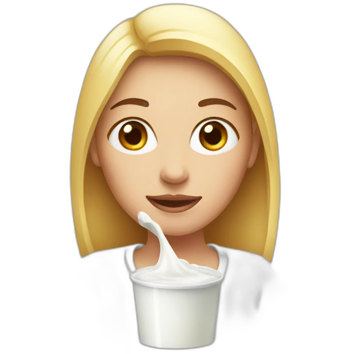 woman with milk on he face emoji