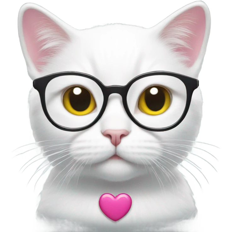 White Cat wearing hello kitty glasses emoji