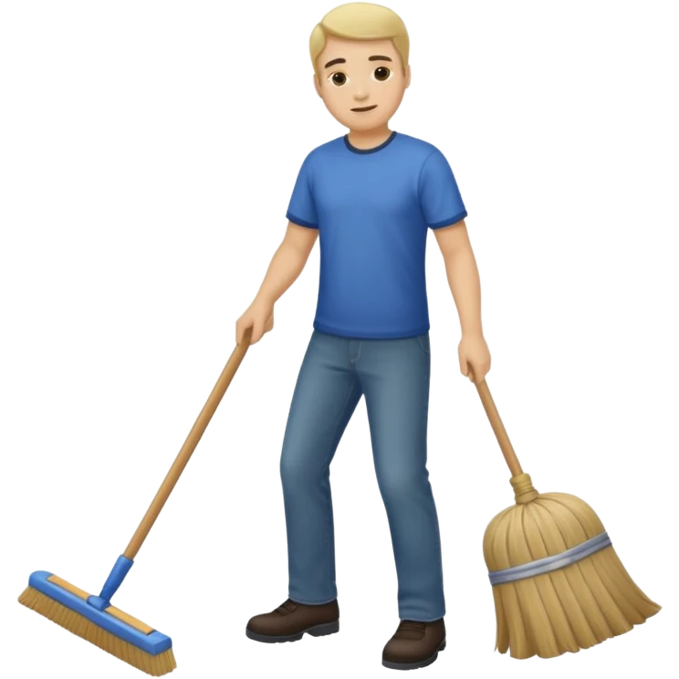 ligth man sweeping the floor emoji