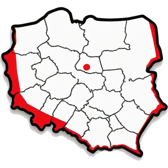 Map of Poland with white and red colour emoji