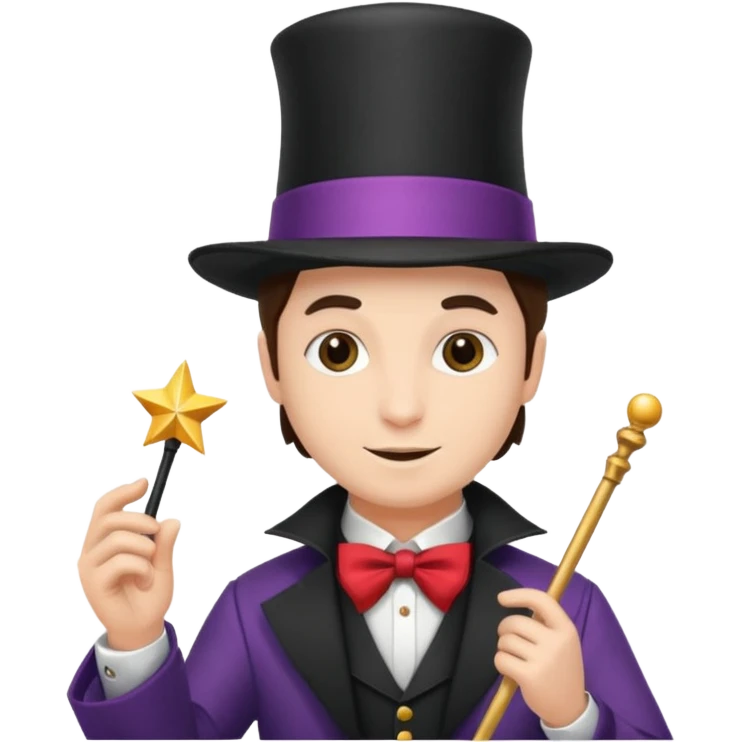 Ein magier mit Hut und Zauberstab emoji