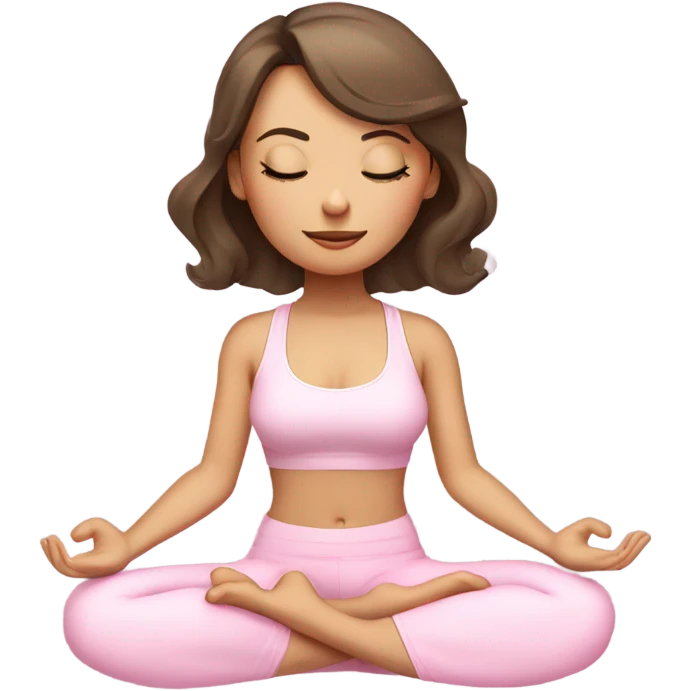 eyes closed emoji white brunette girl in lotus pose wearing a pastel pink yoga set  emoji