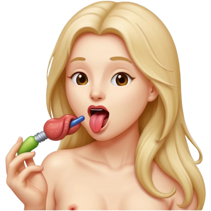 una donna nuda con la lingua fuori che lecca un cazzo emoji