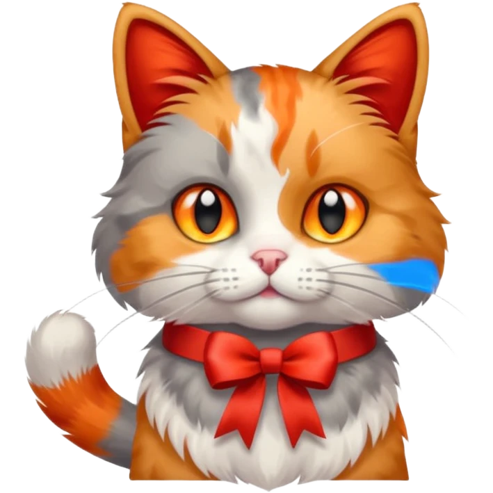 Dilute calico cat with ribbon emoji