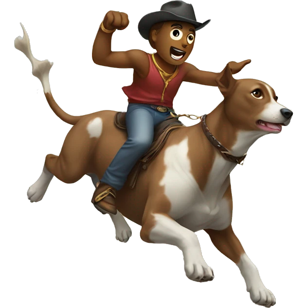 dog riding bull emoji