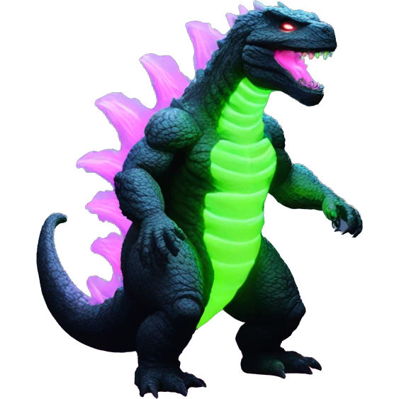 godzilla with glowing neon emoji