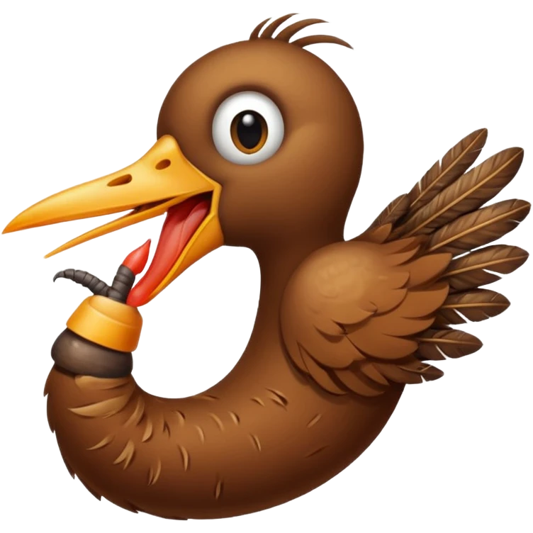 Bird eating a worm emoji