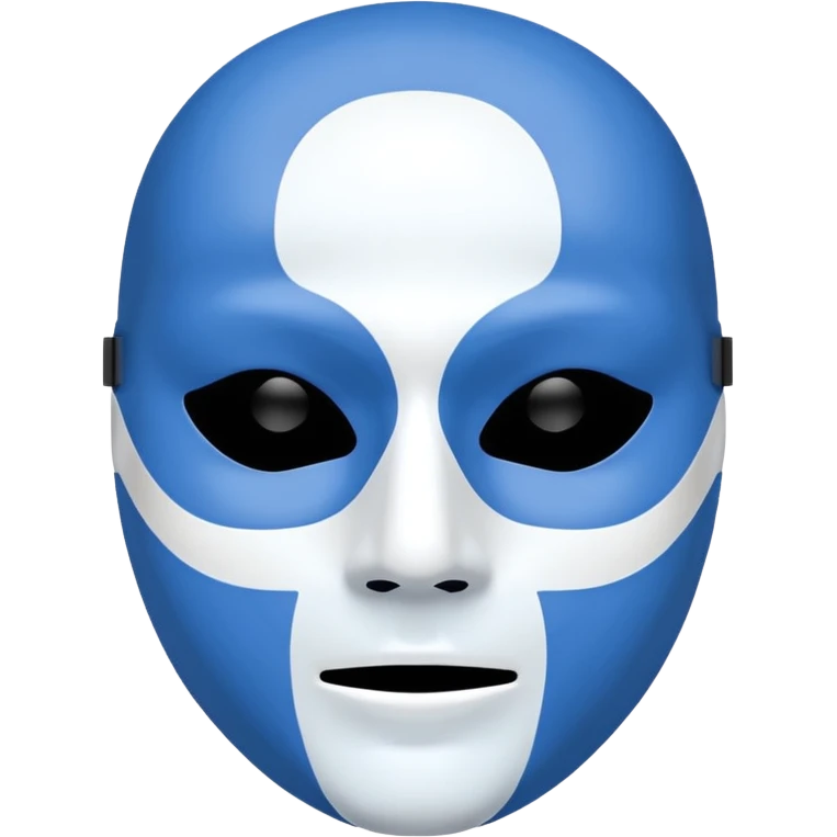 full face mask blue and white on two side one side blue other side white 50/50 sides emoji