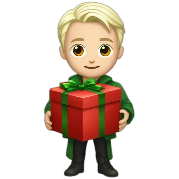 draco malfoy holding a red christmas present emoji