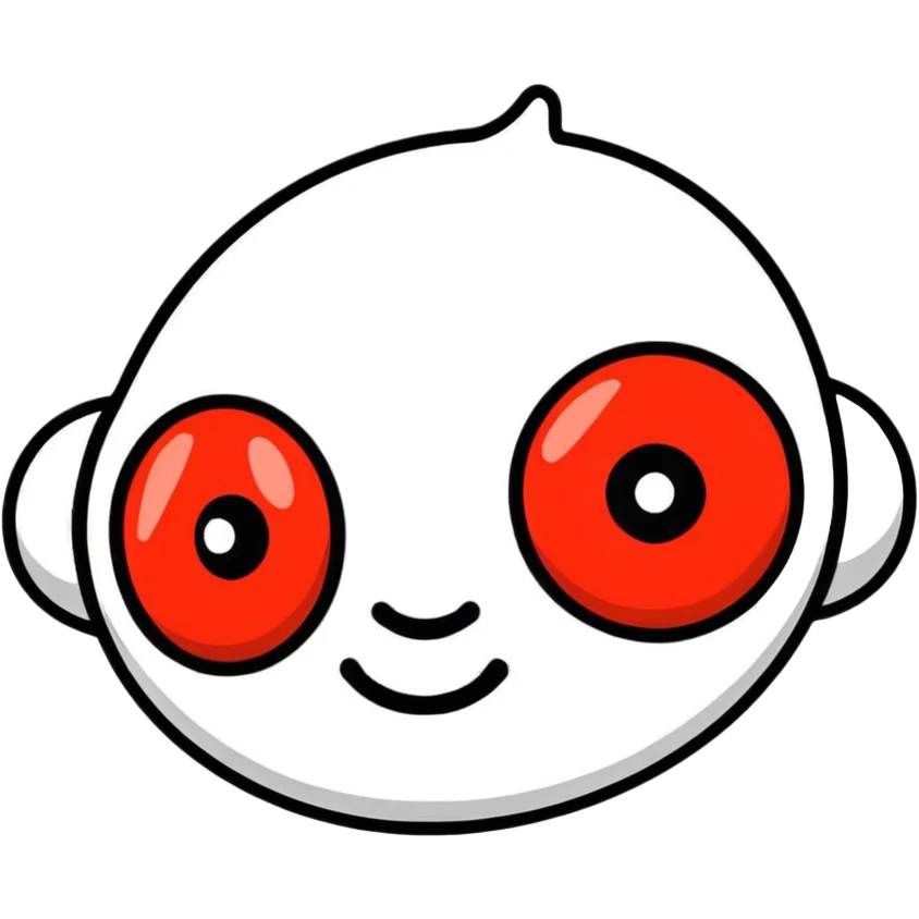 Head in the clouds with red eyes emoji
