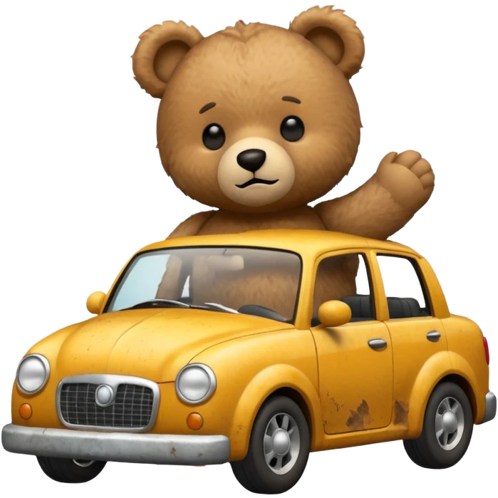 Teddy bear crashing a car emoji