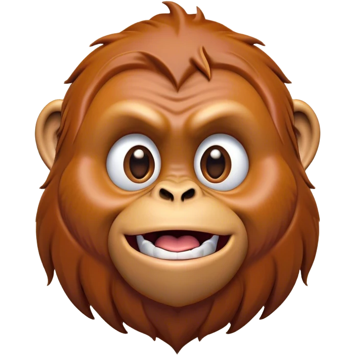 Cinematic Comical Orangutan Portrait Emoji, Head tilted dramatically with an exaggeratedly shocked expression, featuring a robust, animated face with wide, comically expressive eyes full of humorous disbelief, Simplified yet hilariously expressive features, highly detailed, glowing with a slightly sassy glow, high shine, dramatic yet playful, stylized with an air of quirky jungle attitude, soft glowing outline, capturing the essence of a meme-worthy orangutan that looks ready to side-eye its way into viral fame! emoji