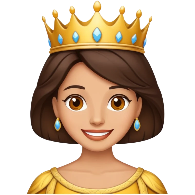 Happy brunette queen emoji