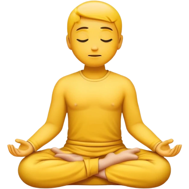 classic yellow emoji meditating, peaceful expression, sitting cross-legged emoji