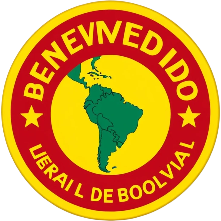 crear un sticker con colores rojo amarillo y verde con el siguiente texto: bienvenido al grupo partido liberal de bolivia emoji