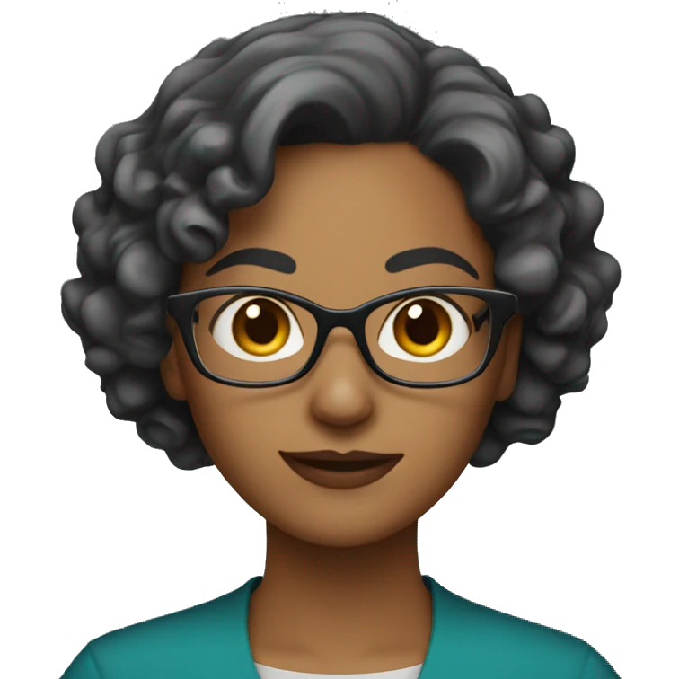 woman teacher with short curly hair whearing glasses emoji