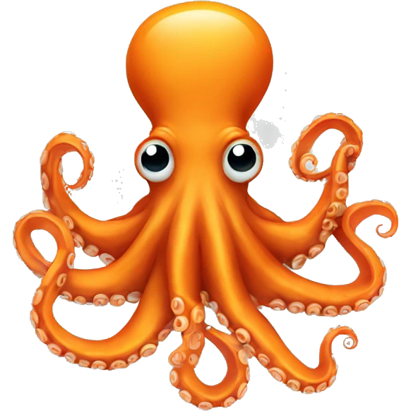 An octopus and an orange emoji