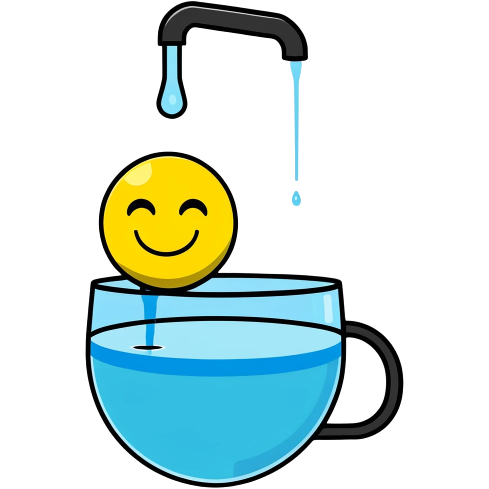 smiley face with water being poured down its throat emoji