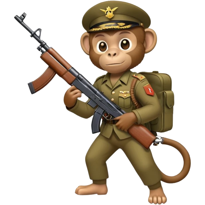monkey in military uniform in hand ak47 emoji