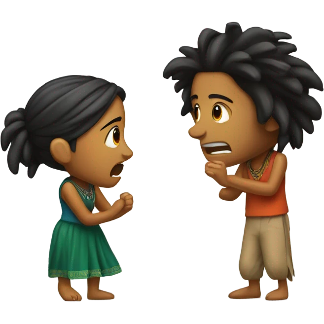 Indian girl and dread head arguing  emoji