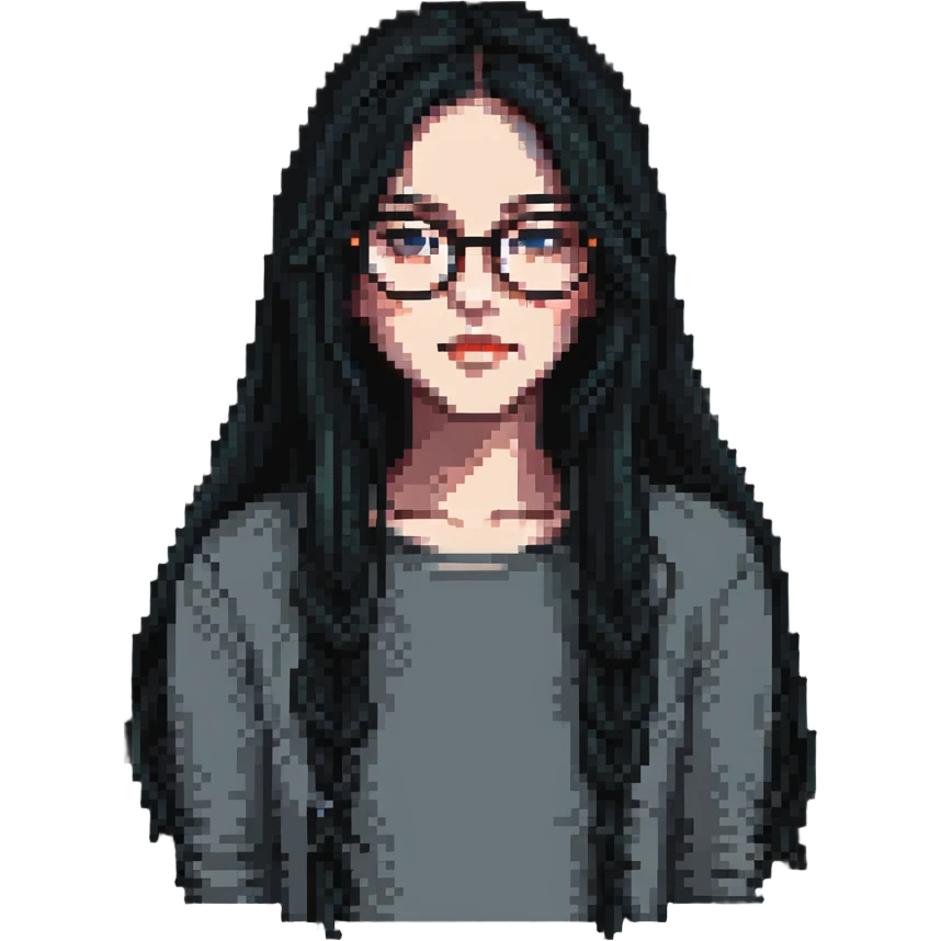 brown girl with glasses and long black hair emoji