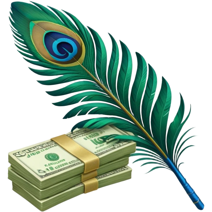Peacock feather and money emoji